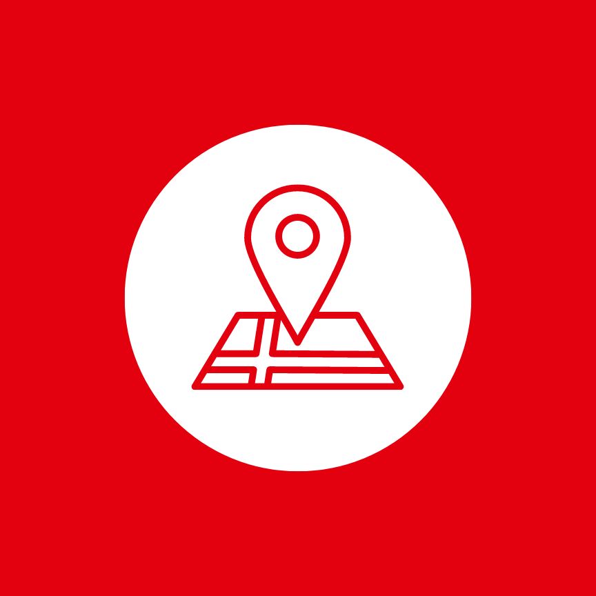 Das Jawoll Marktfinder Icon  in rot und weiß