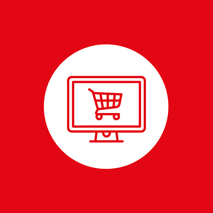 Das Jawoll Onlineshop Icon in rot und weiß