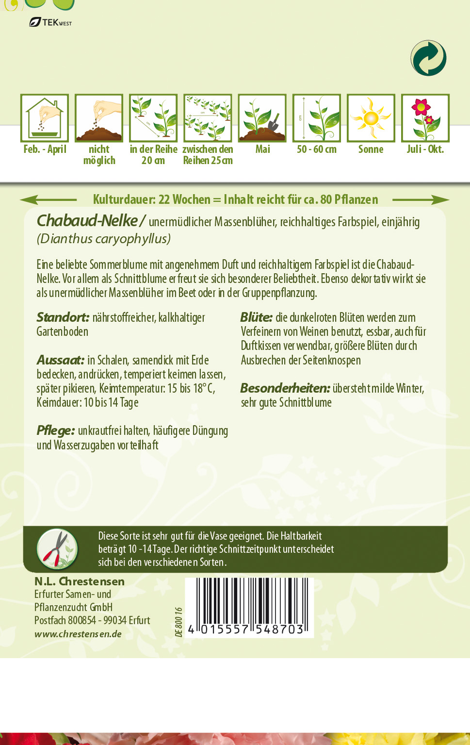 Dianthus caryophyllus Chabaud-Nelken, Mischung
